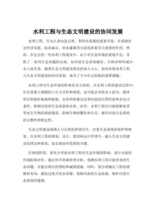 水利工程与生态文明建设的协同发展