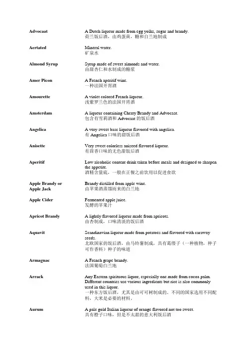 利口力娇酒知识liqueur knowledge