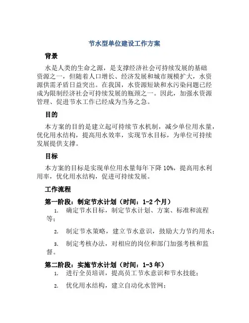 节水型单位建设工作方案