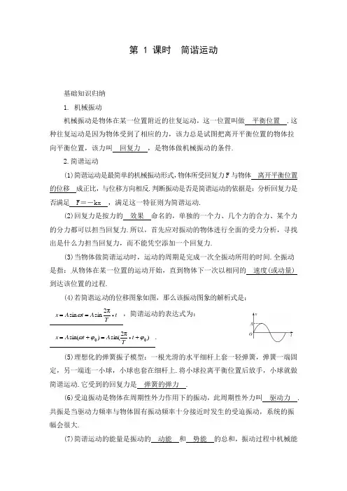 高三物理第一轮复习简谐运动