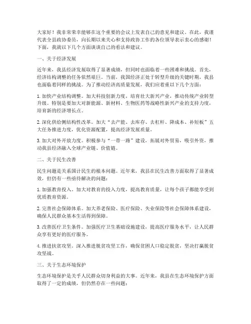 县政协会议发言稿
