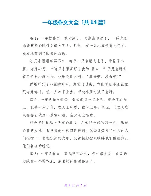 一年级作文大全(共14篇)