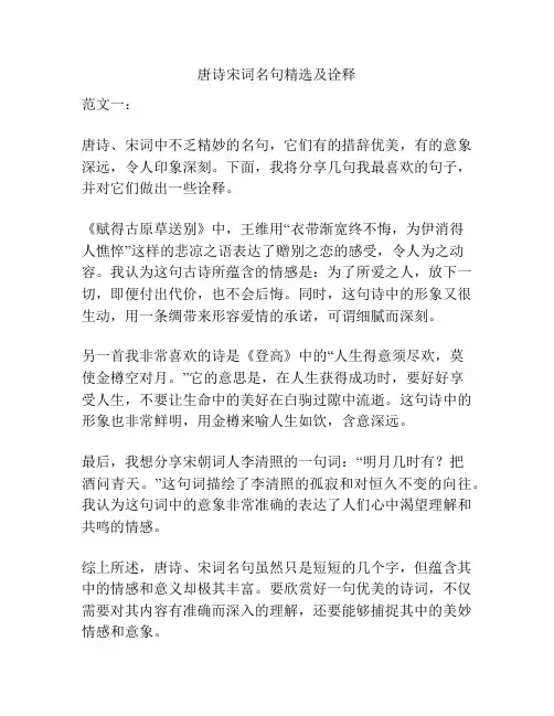 唐诗宋词名句精选及诠释