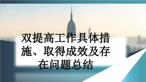 双提高工作具体措施、取得成效及存在问题总结
