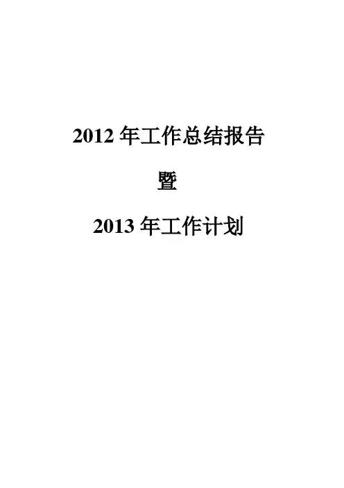 2012年工作总结报告暨2013年工作计划