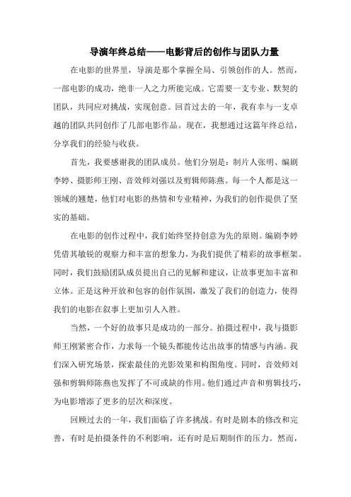 导演年终总结——电影背后的创作与团队力量