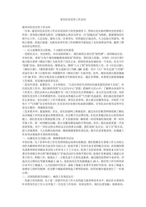 某局信息宣传工作总结
