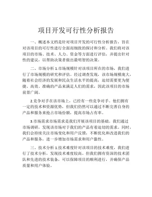 项目开发可行性分析报告