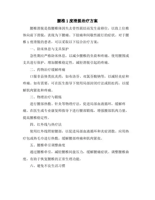 腰椎1度滑脱治疗方案