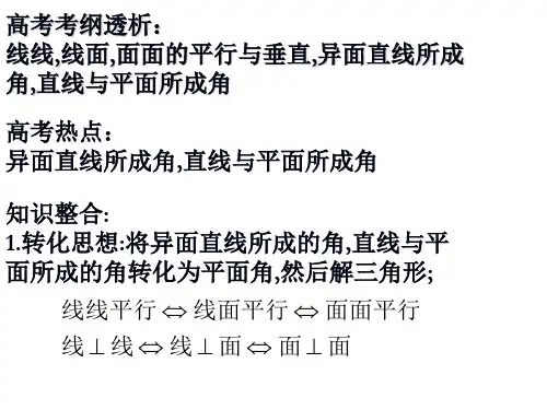 高三数学线线角线面角(PPT)5-2