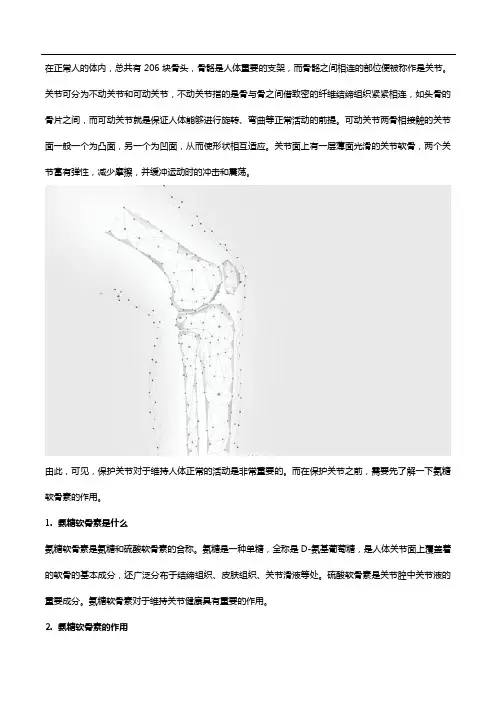 保护关节,氨糖软骨素的作用需了解!