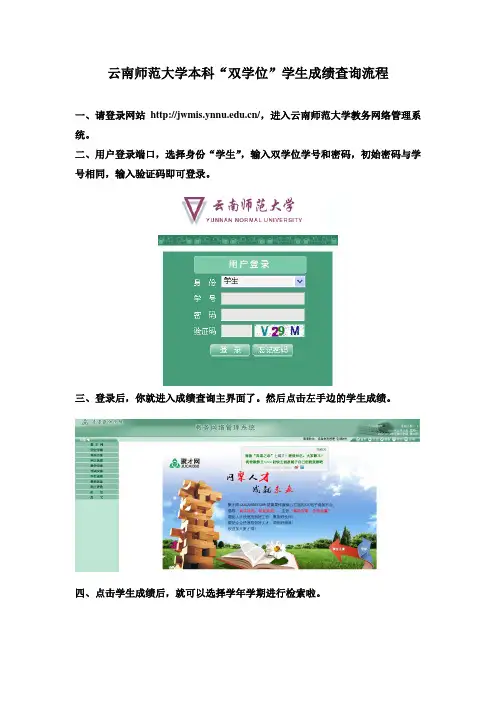 云南师范大学本科双学位学生成绩查询流程