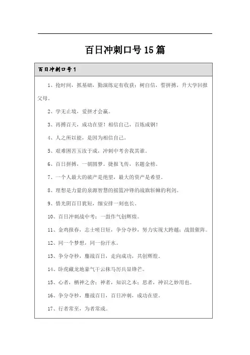 百日冲刺口号15篇