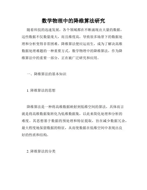 数学物理中的降维算法研究