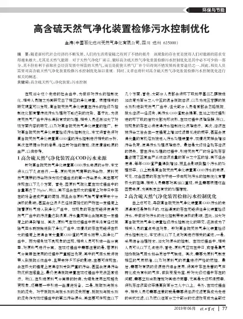 高含硫天然气净化装置检修污水控制优化