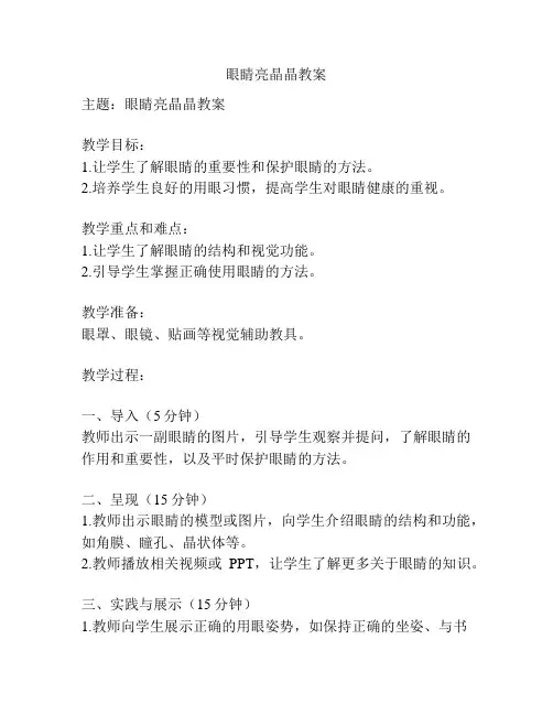眼睛亮晶晶教案