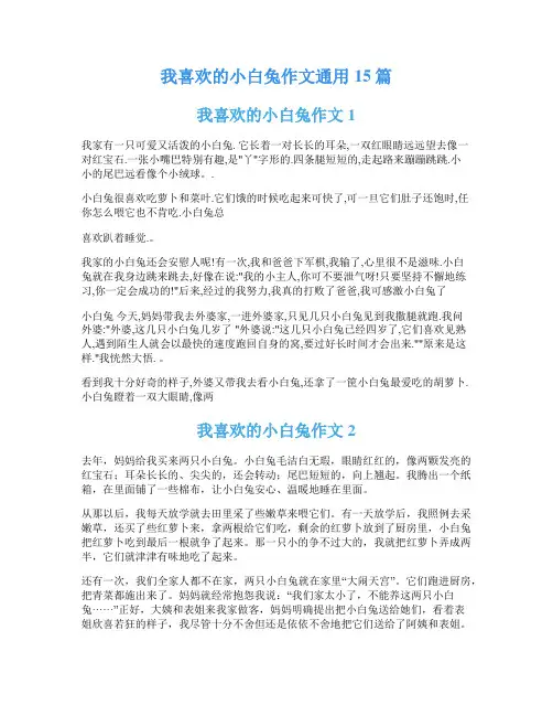 我喜欢的小白兔作文通用15篇