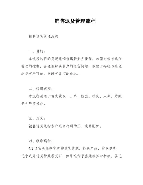销售退货管理流程