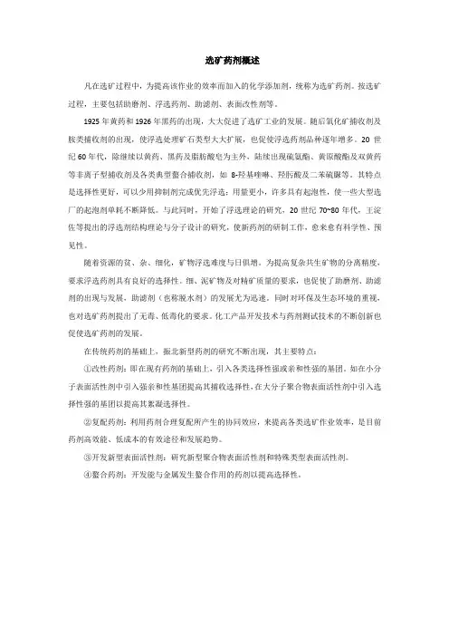 选矿药剂概述
