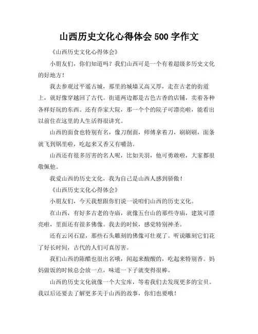 山西历史文化心得体会500字作文