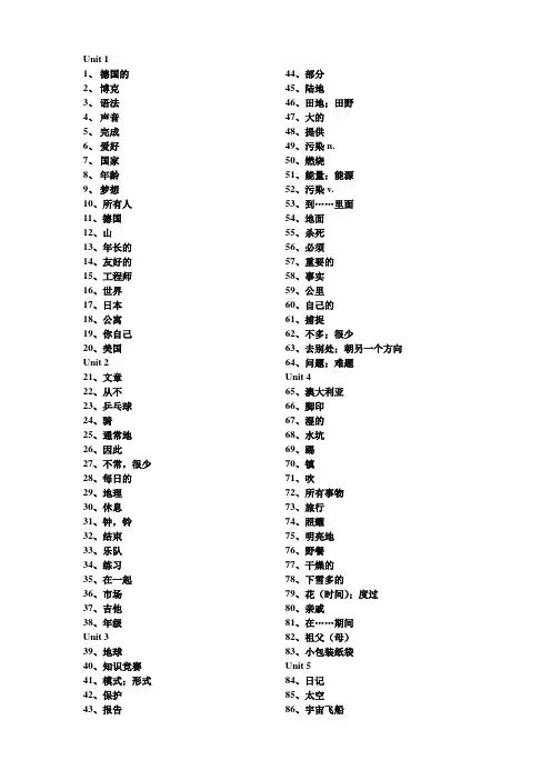 牛津英语7A 1--8单词