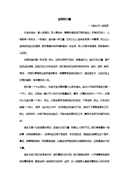 《信念力》读后感