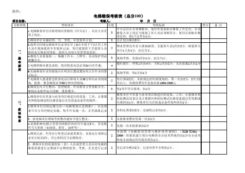 电梯考核情况表
