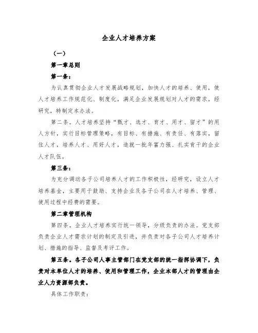 企业人才培养方案(二篇)