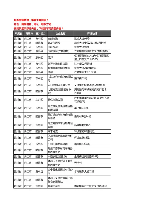 新版四川省内江市托运企业公司商家户名录单联系方式地址大全302家