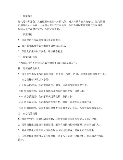 氨气泄漏_专项应急预案