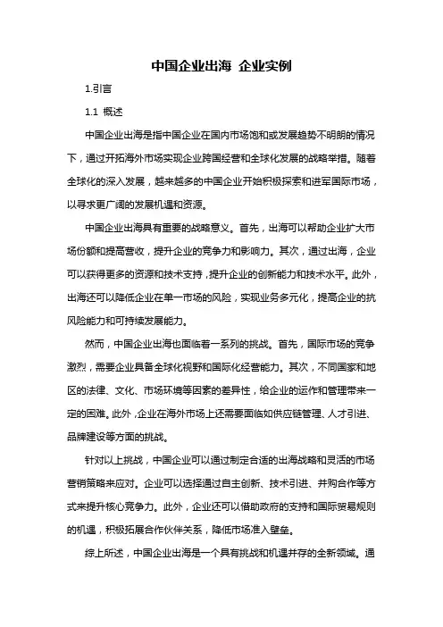 中国企业出海 企业实例