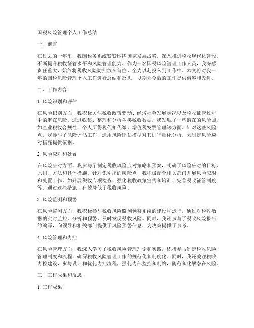 国税风险管理个人工作总结