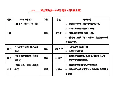 4.8班全班共读一本书计划表(2017.9.1) (1)