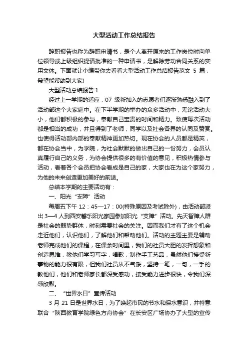 大型活动工作总结报告