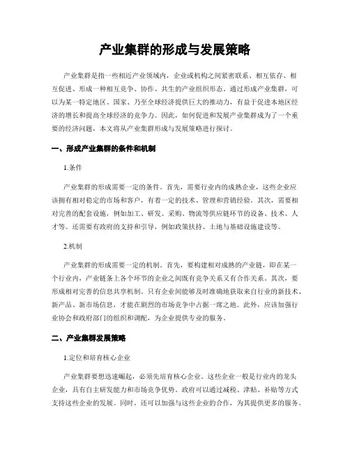 产业集群的形成与发展策略