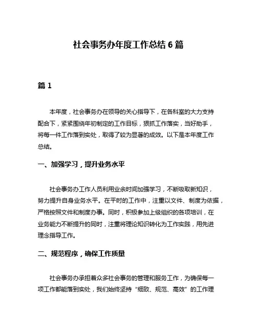 社会事务办年度工作总结6篇