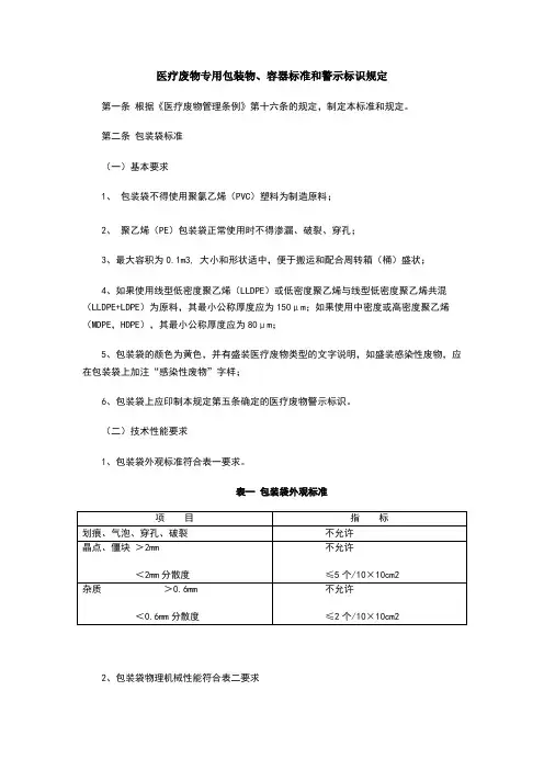 医疗废物专用包装物、容器标准和警示标识规定