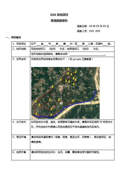 风电项目现场踏勘报告模版