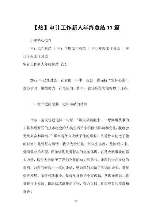 【热】审计工作新人年终总结11篇