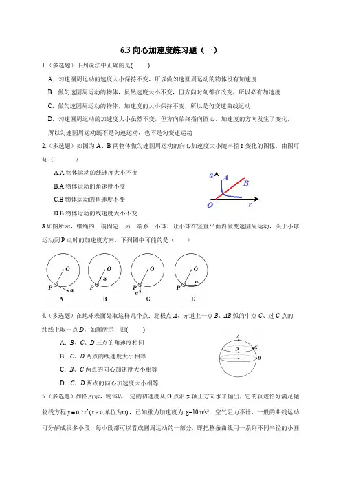 6.3 向心加速度练习题附答案