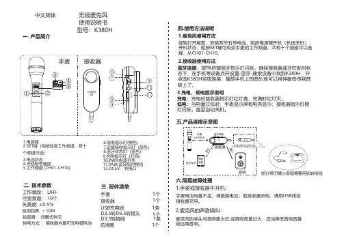 无线麦克风 K380H 使用说明书