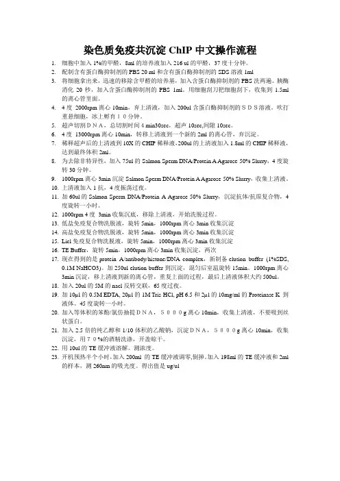 染色质免疫共沉淀ChIP中文操作流程