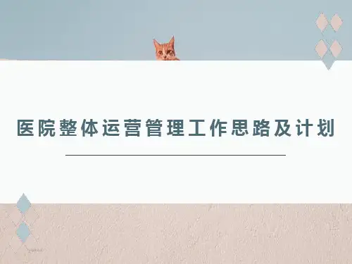 医院整体运营工作思路及计划经典课件