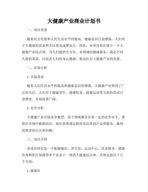 大健康产业商业计划书