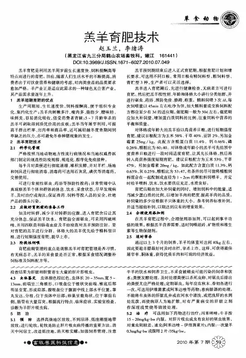 羔羊育肥技术