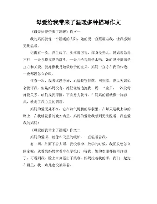 母爱给我带来了温暖多种描写作文