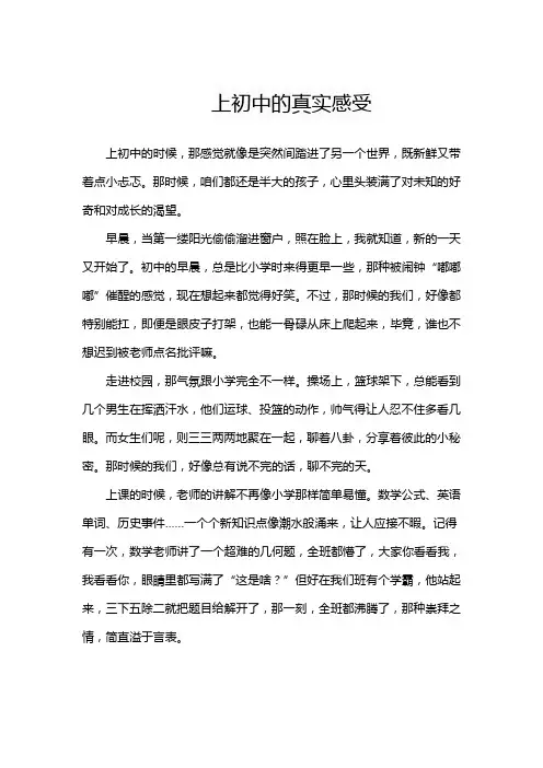 上初中的真实感受
