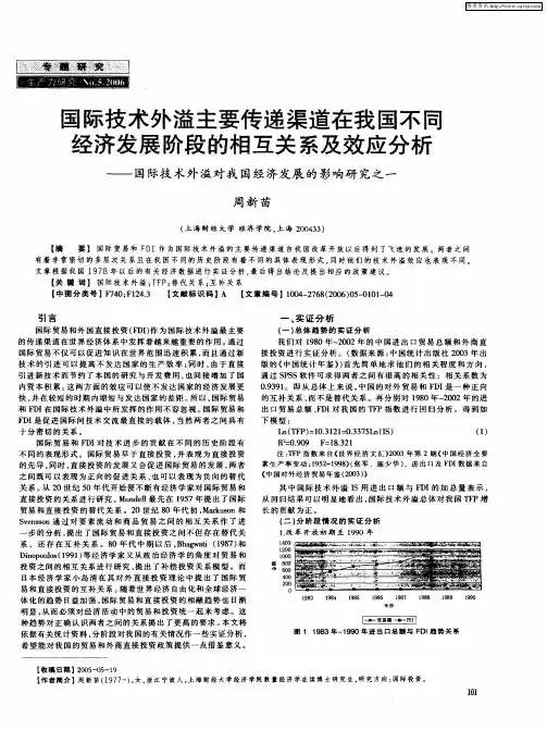 国际技术外溢主要传递渠道在我国不同经济发展阶段的相互关系及效应分析——国际技术外溢对我国经济发展