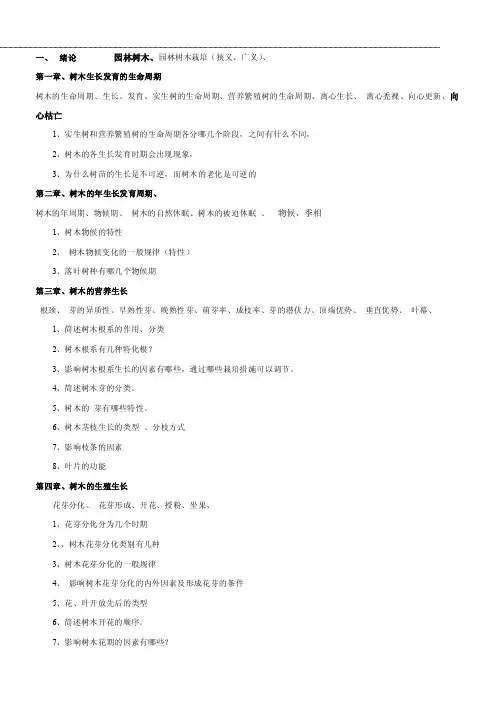 绪论园林树木、园林树木栽培（狭义、广义）、