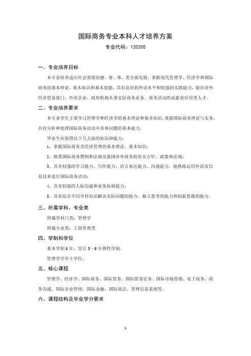 国际商务本科人才培养方案